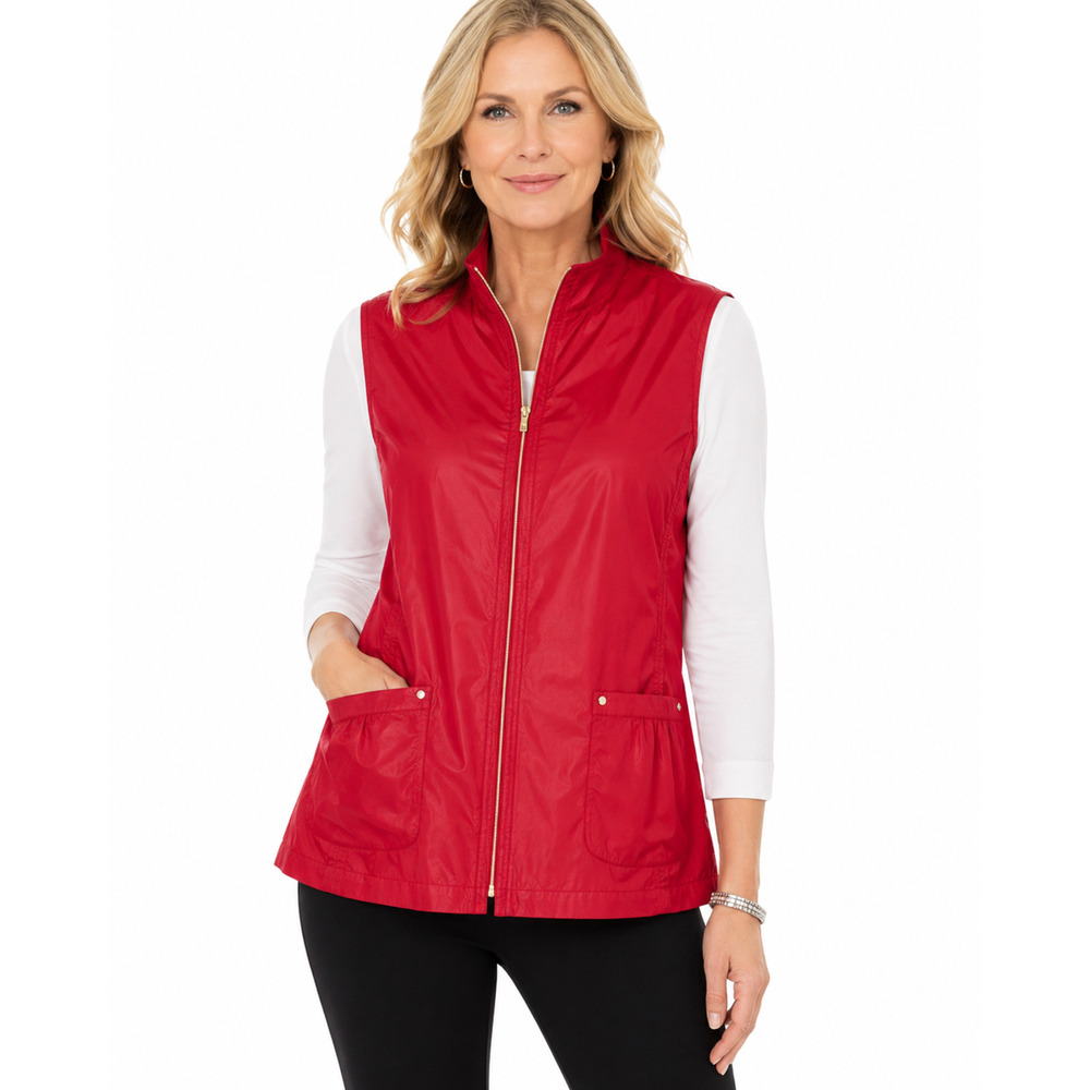 Chico’s Zenergy Vest Size XL Red Sleeveless Zip Front Jacket Pockets Layer - Picture 12 of 12